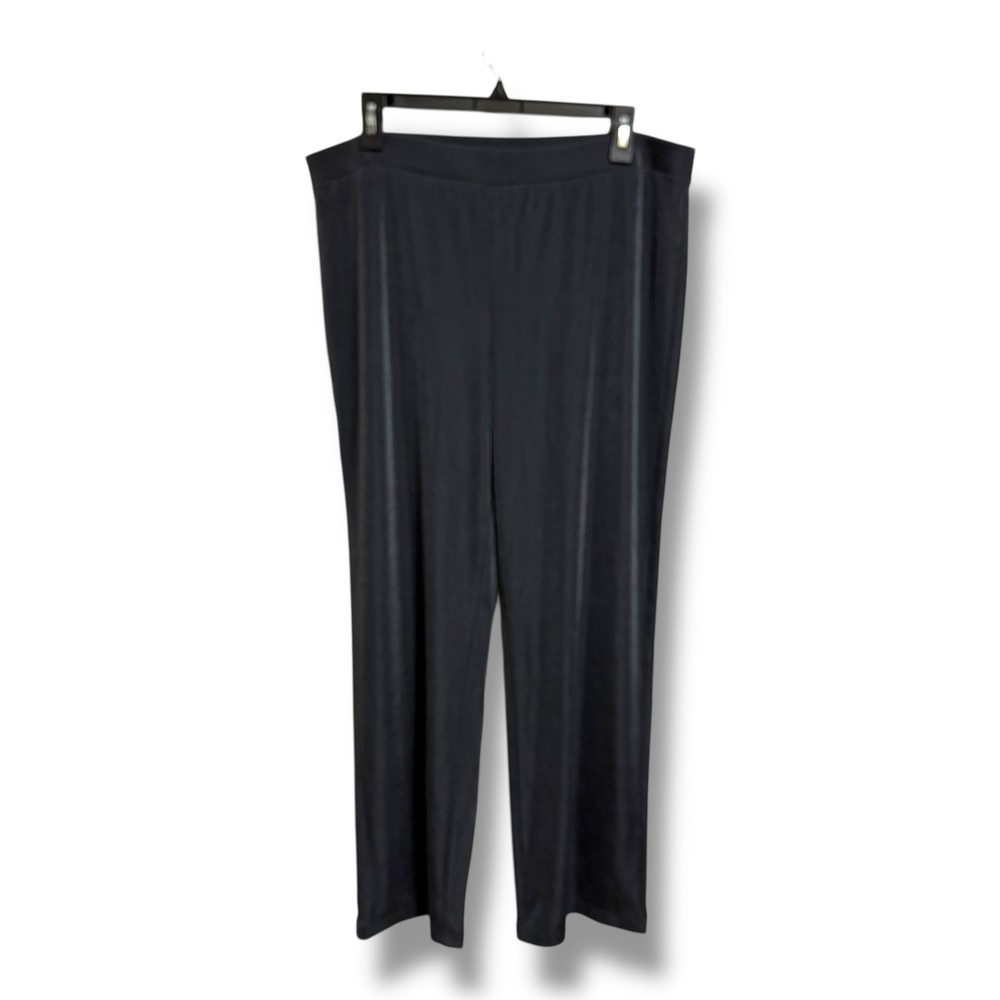 Chicos Travelers Gray Slinky Knit Wide Leg Pants Size 2 Large 12 Elastic Waist